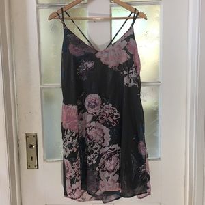 Shiny Floral Slip Dress